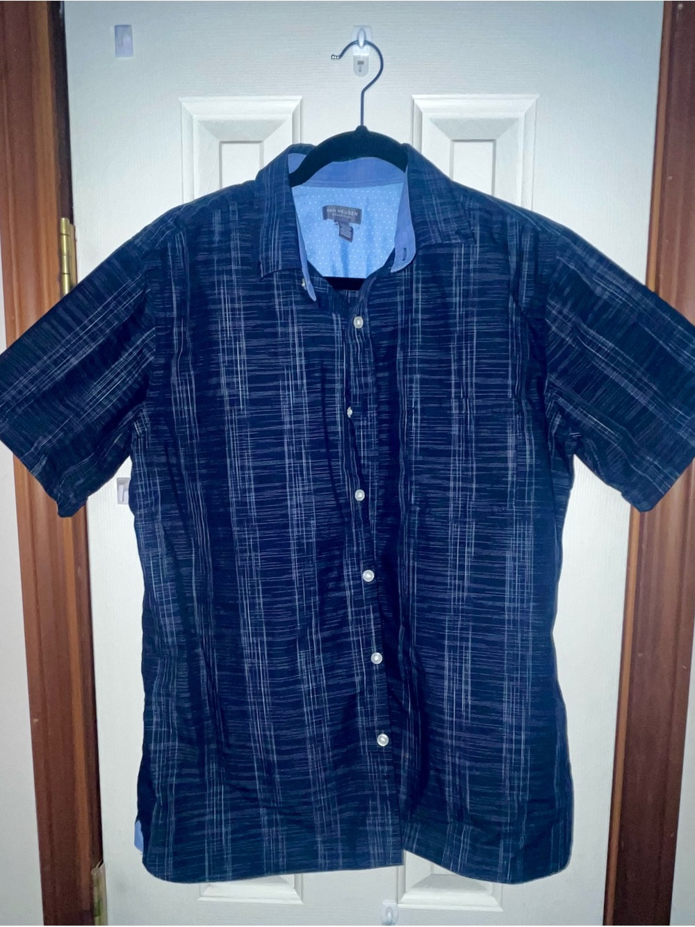 Van Heusen Navy and Light Blue Short-Sleeve Button-Down Shirt